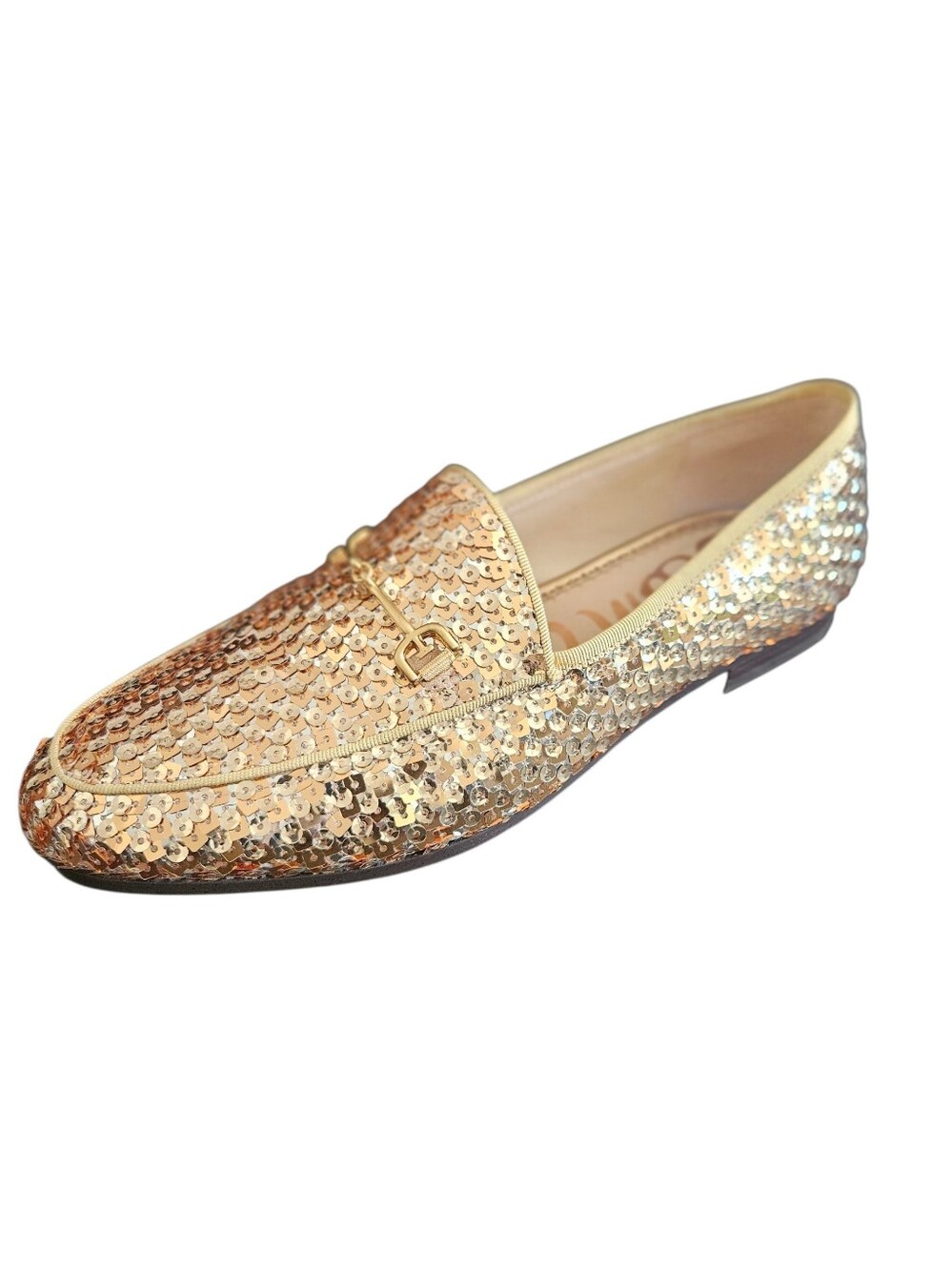Sam Edelman Loraine  Gold Sequin Horse-bit Loafers Size 7